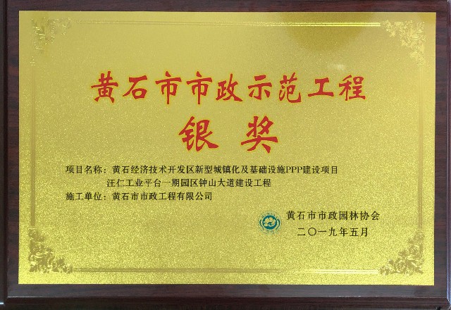 2019年度示范工程银奖——钟山大道